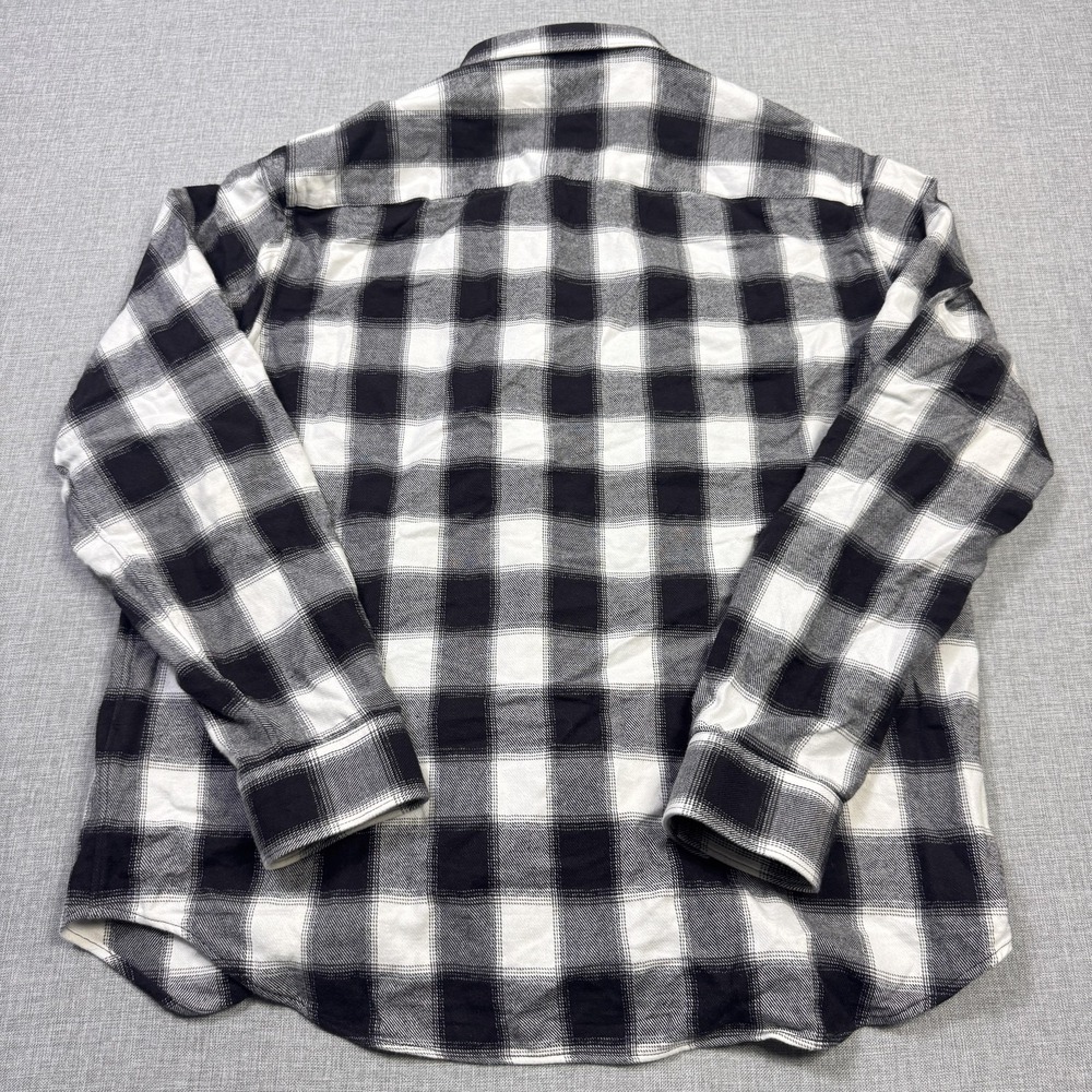 Theory Flannel Shirt Mens XL Black White Plaid Long‎ Sleeve Button Cotton Casual - Picture 10 of 11